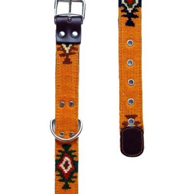 Collar Maoui Mostaza de cuero para perro o gato