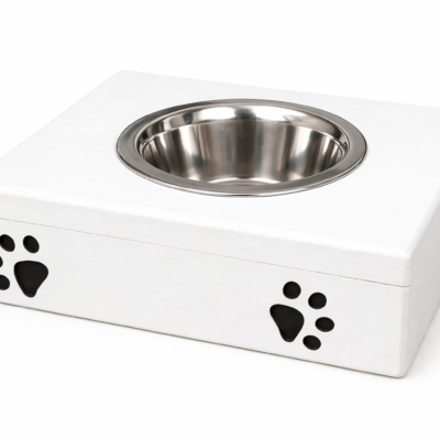 Comedero individual de madera para perro o gato