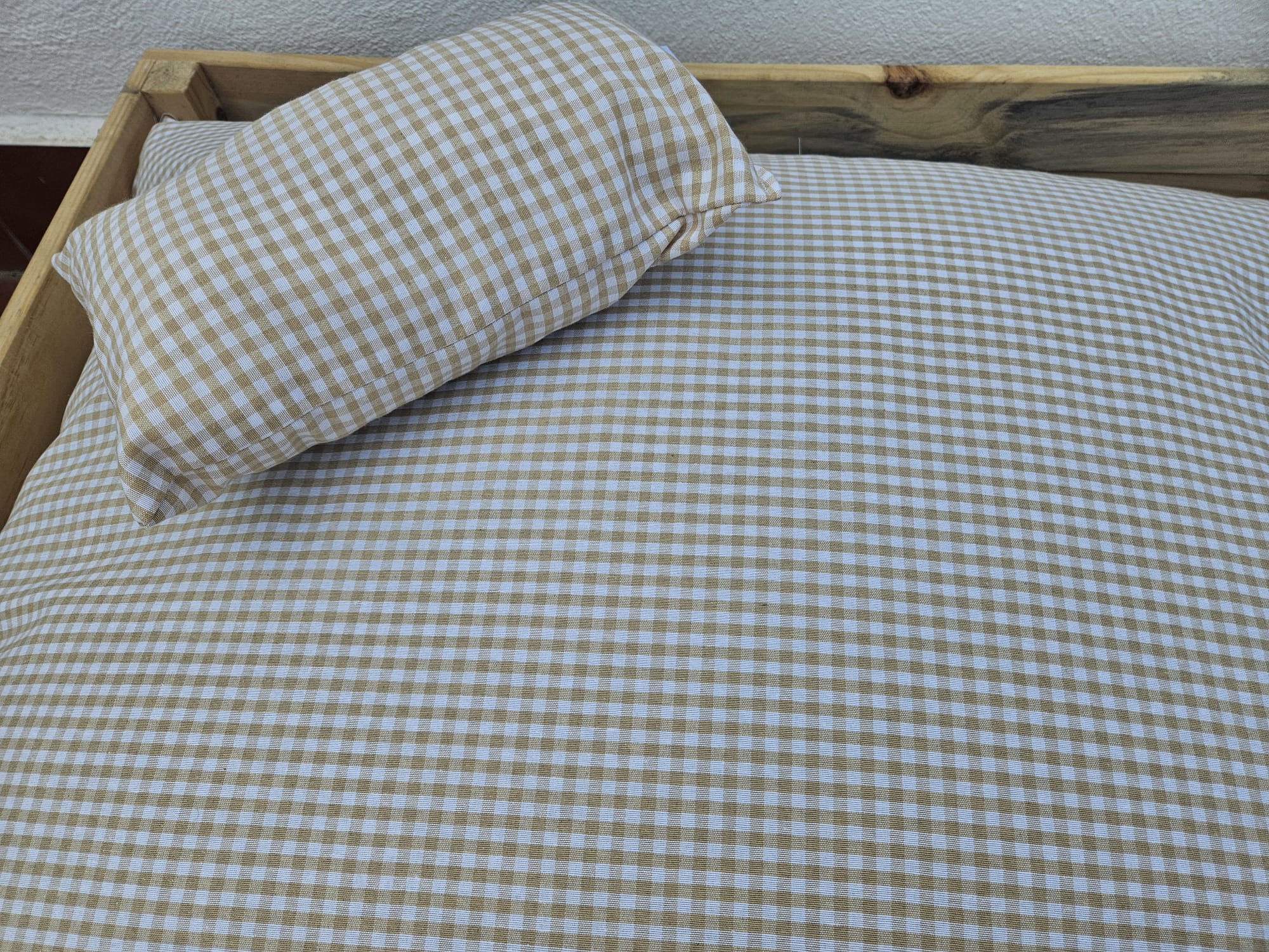 CAMA CUADROS VICHY BEIGE - Imagen 5