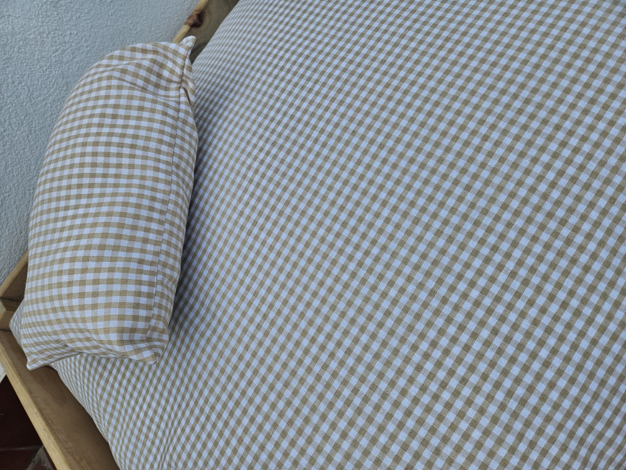 CAMA CUADROS VICHY BEIGE - Imagen 6