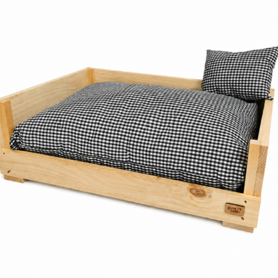 Cama Cuadros Vichy Negro para perro o gato